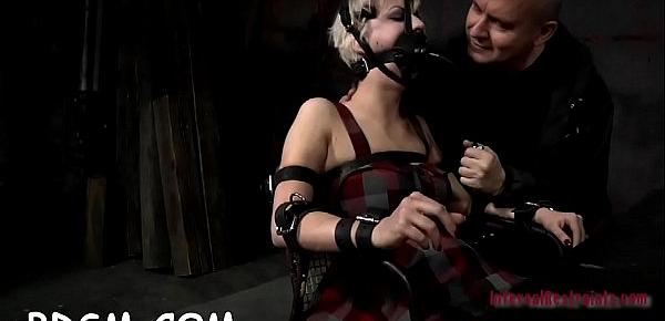  Blindfolded and gagged girl gets her cookie shovelled with toy